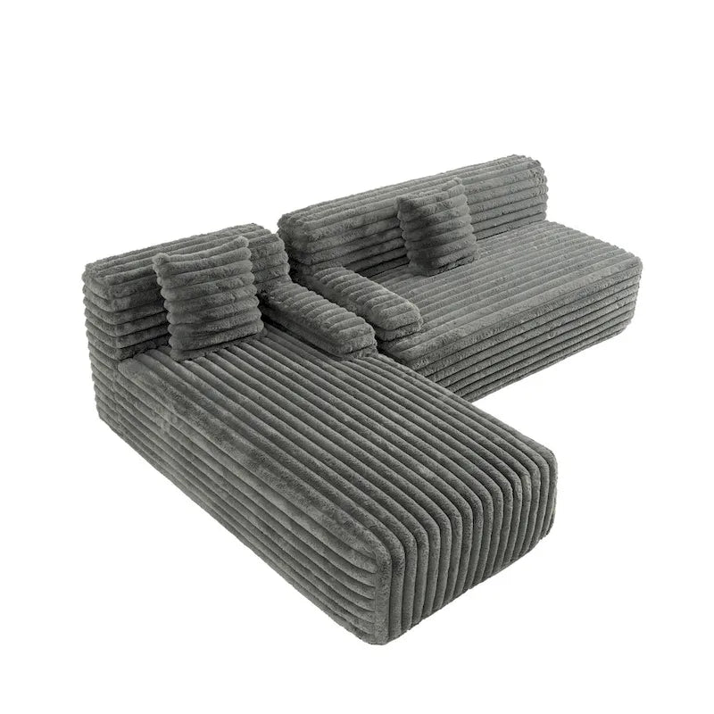 Canapé d’angle Cloud, canapé moderne rembourré avec 2 coussins décoratifs, canapé modulable combiné, canapé d’angle modulable en L