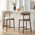 Lot de 2/4/6 tabourets de bar rembourrés Ora Maison à hauteur de comptoir avec tissu et finition noyer