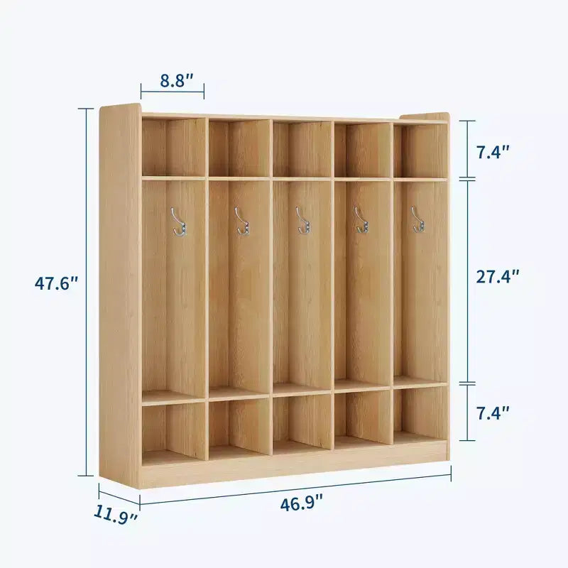 Vestiaire de classe 5 sections avec 10 casiers, organisateur de rangement avec 10 crochets pour la maison, l'école, la crèche, la maternelle