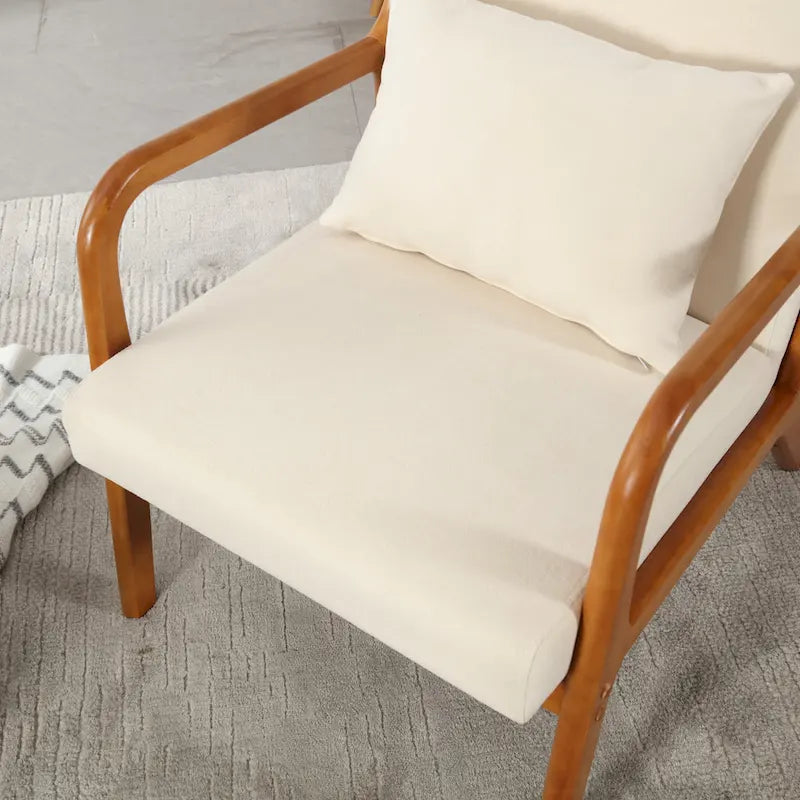 Fauteuil d'appoint moderne, fauteuils de salon rembourrés en bois massif avec un oreiller pour le salon, la chambre à coucher, la chambre d'amis
