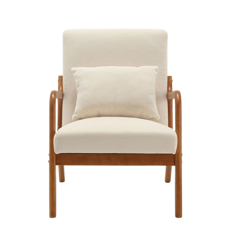 Fauteuil d'appoint moderne, fauteuils de salon rembourrés en bois massif avec un oreiller pour le salon, la chambre à coucher, la chambre d'amis