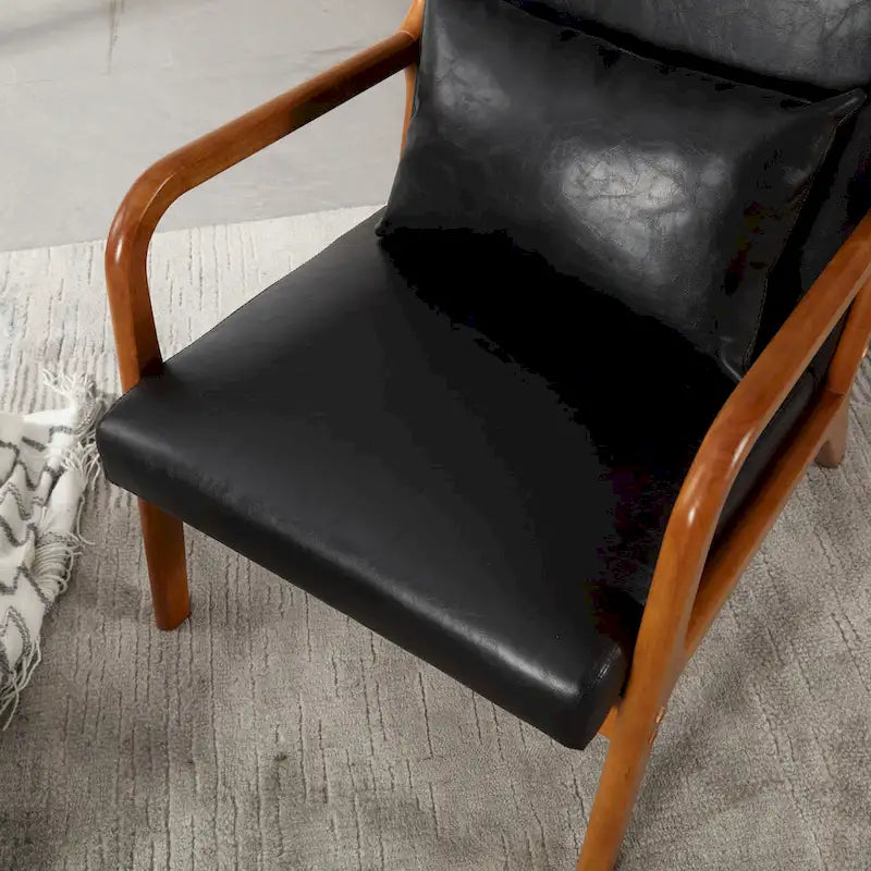 Fauteuil d'appoint moderne, fauteuils de salon rembourrés en bois massif avec un oreiller pour le salon, la chambre à coucher, la chambre d'amis