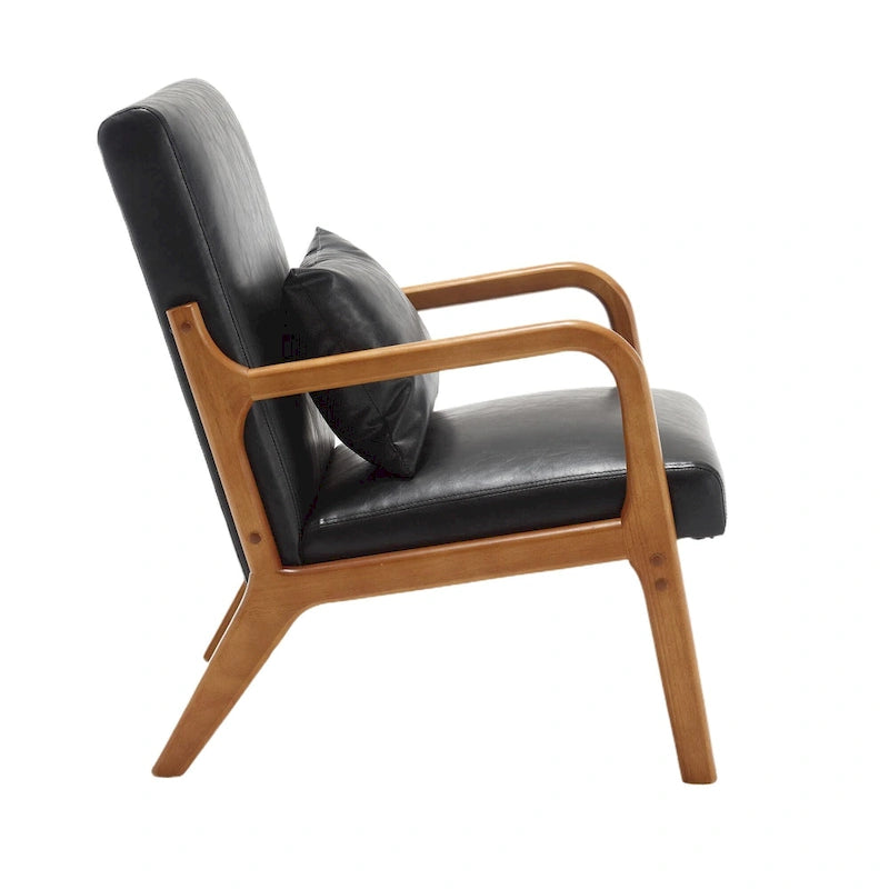 Fauteuil d'appoint moderne, fauteuils de salon rembourrés en bois massif avec un oreiller pour le salon, la chambre à coucher, la chambre d'amis