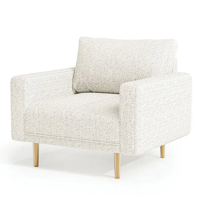 Fauteuil, banc à accoudoirs droits, tissu bouclé doux blanc cassé