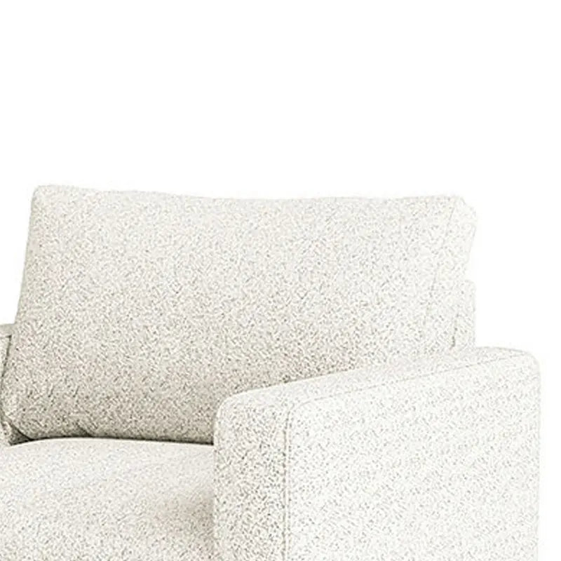 Fauteuil, banc à accoudoirs droits, tissu bouclé doux blanc cassé