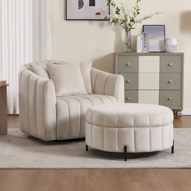 Fauteuil pivotant moderne 40.4W avec pouf