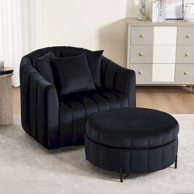 Fauteuil pivotant moderne 40.4W avec pouf