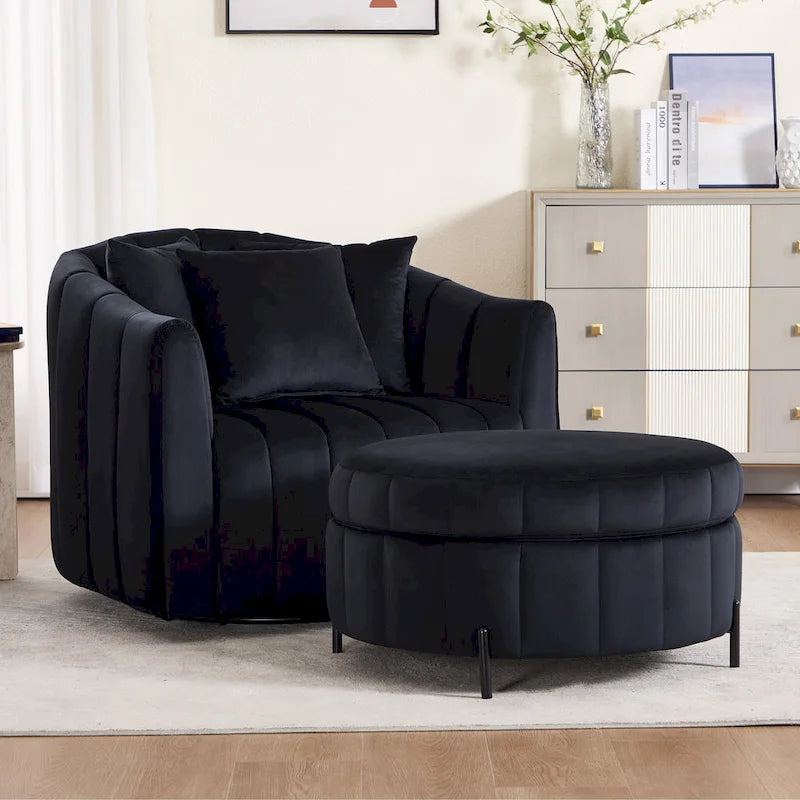 Fauteuil pivotant moderne 40.4W avec pouf