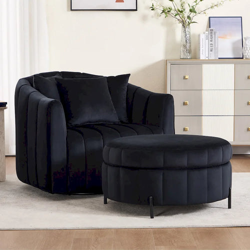 Fauteuil pivotant moderne 40.4W avec pouf