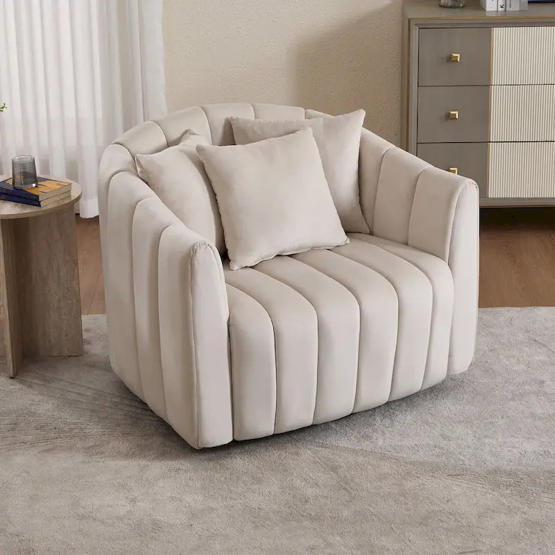 Fauteuil pivotant moderne 40.4W avec pouf
