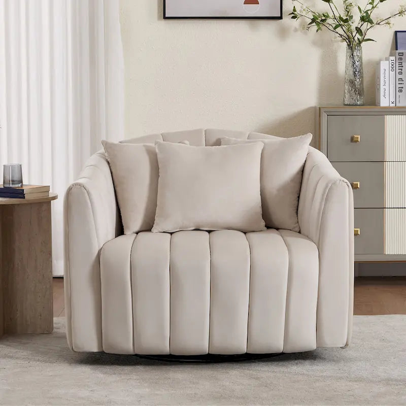 Fauteuil pivotant moderne 40.4W avec pouf