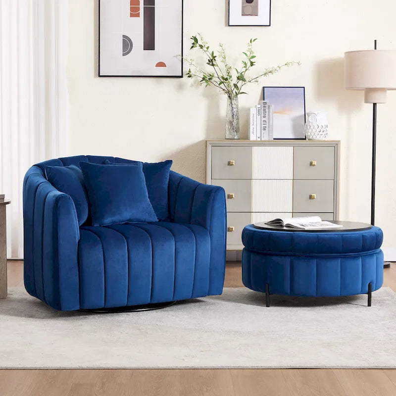 Fauteuil pivotant moderne 40.4W avec pouf