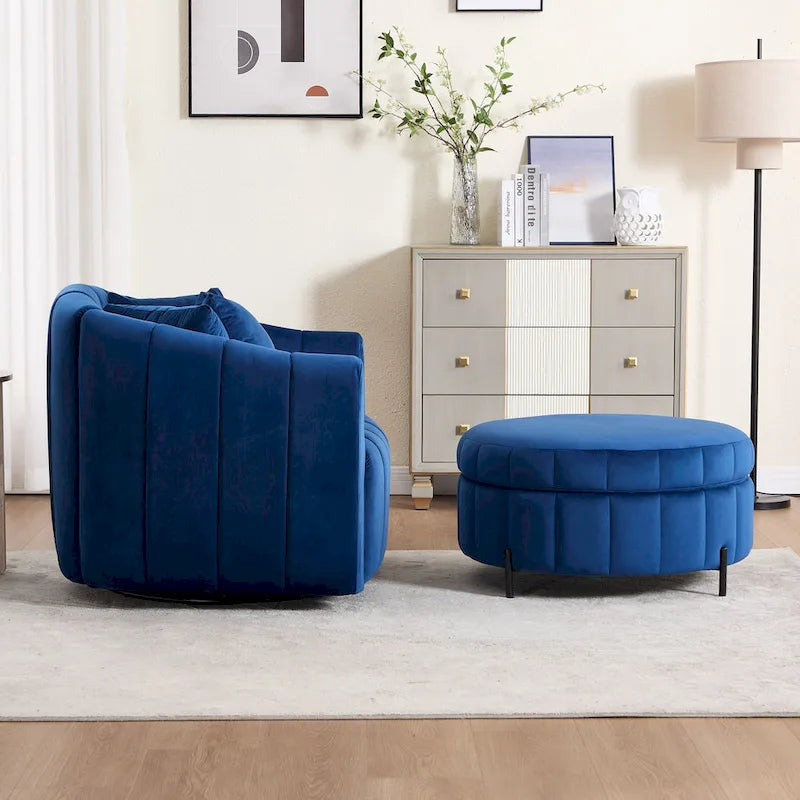 Fauteuil pivotant moderne 40.4W avec pouf