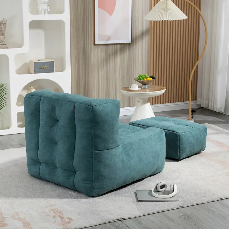 Fauteuil d'appoint moderne 38.5 en velours avec mousse à mémoire de forme et ottoman pour salon
