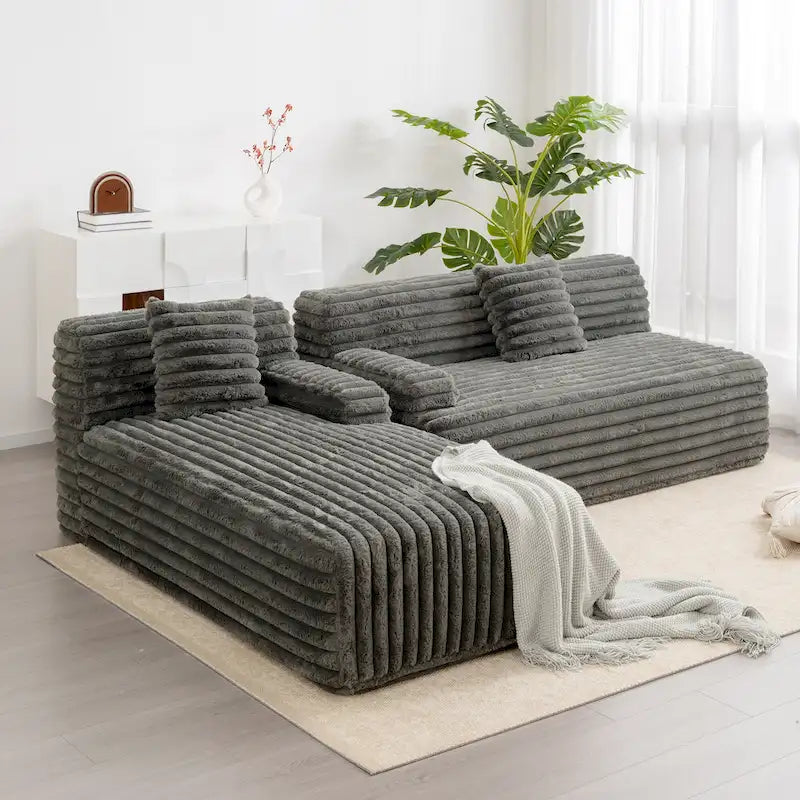 Canapé d’angle Cloud, canapé moderne rembourré avec 2 coussins décoratifs, canapé modulable combiné, canapé d’angle modulable en L