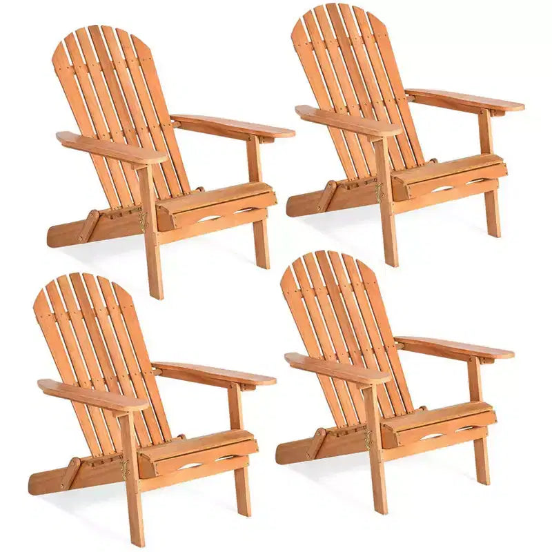 Lot de 4 chaises Adirondack pliables Costway en bois d'eucalyptus, naturel