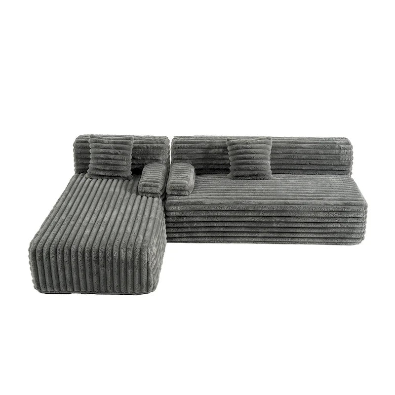 Canapé d’angle Cloud, canapé moderne rembourré avec 2 coussins décoratifs, canapé modulable combiné, canapé d’angle modulable en L
