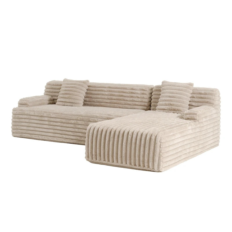 Canapé d’angle Cloud, canapé moderne rembourré avec 2 coussins décoratifs, canapé modulable combiné, canapé d’angle modulable en L