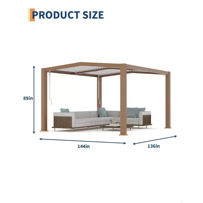 Pergola d'extérieur 11x13 avec toit à persiennes réglables, cadre en aluminium renforcé, gazebo d'extérieur pour terrasse, patio, jardin ou arrière-cour