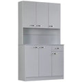 71 Armoire de cuisine, armoire de rangement haute avec support pour micro-ondes, buffet de cuisine moderne, 3 étagères réglables pour salon, salle à manger