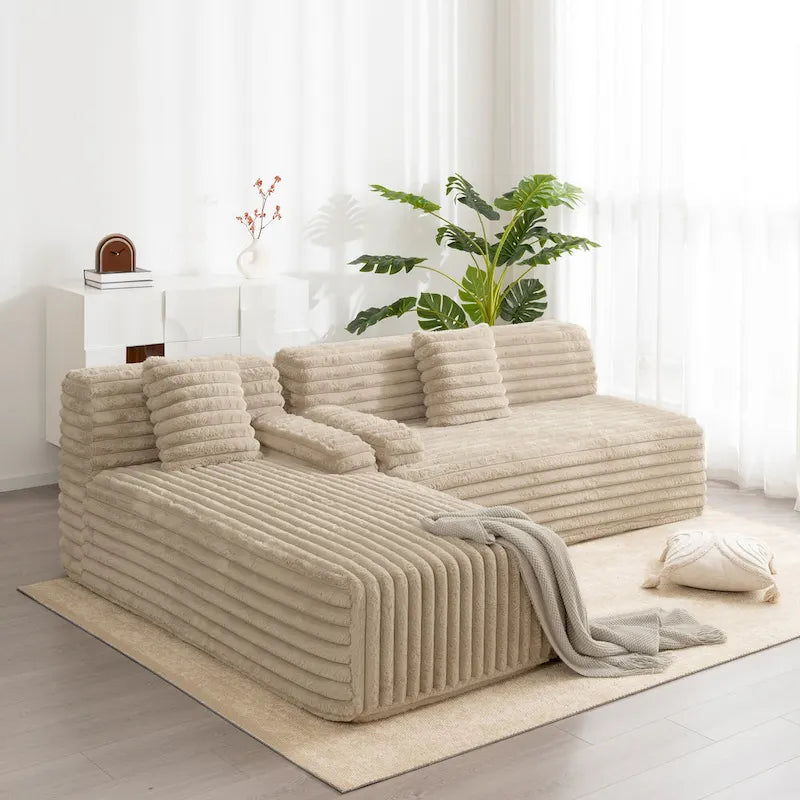 Canapé d’angle Cloud, canapé moderne rembourré avec 2 coussins décoratifs, canapé modulable combiné, canapé d’angle modulable en L