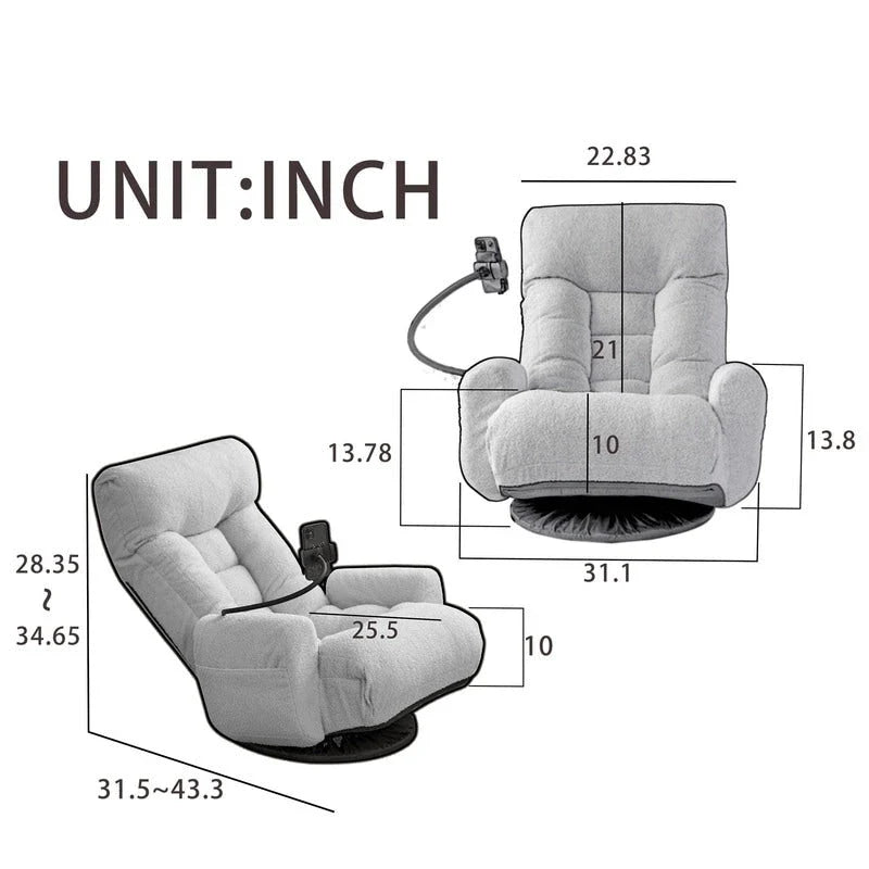 Fauteuil de jeu de sol ergonomique, pivotant et inclinable