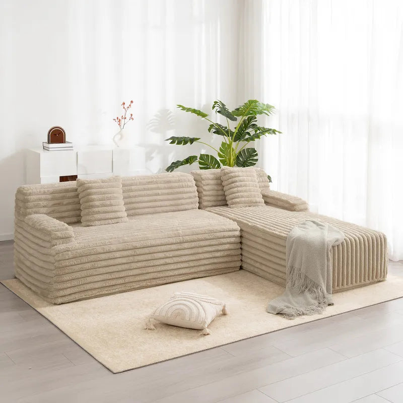 Canapé d’angle Cloud, canapé moderne rembourré avec 2 coussins décoratifs, canapé modulable combiné, canapé d’angle modulable en L