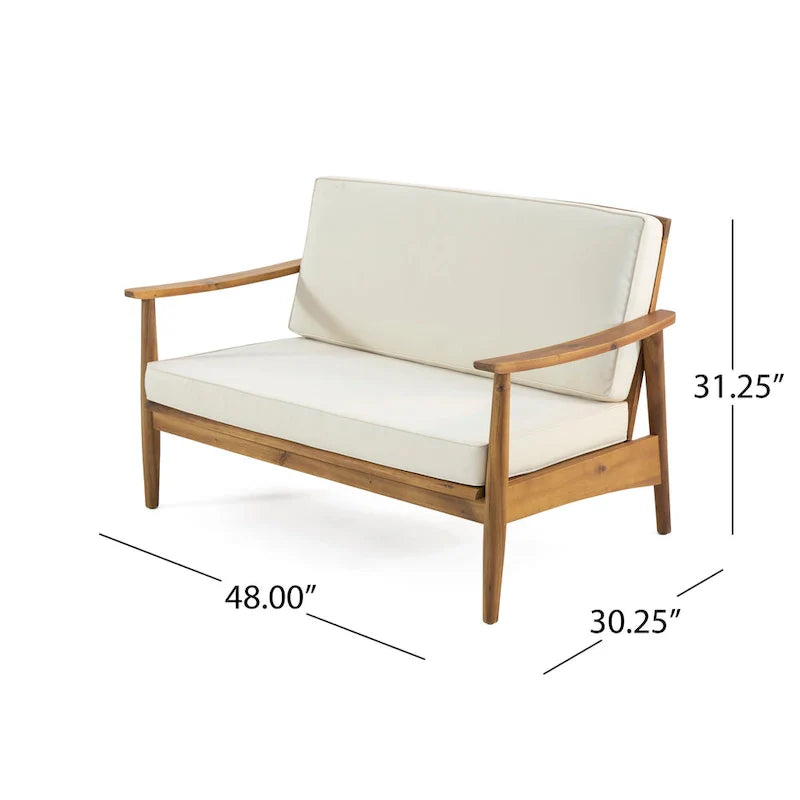 Salon de jardin 4 places en bois d’acacia Willowbrook par Christopher Knight Home