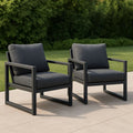 Lot de 2 fauteuils de jardin d'extérieur en aluminium gris avec coussins en polyester