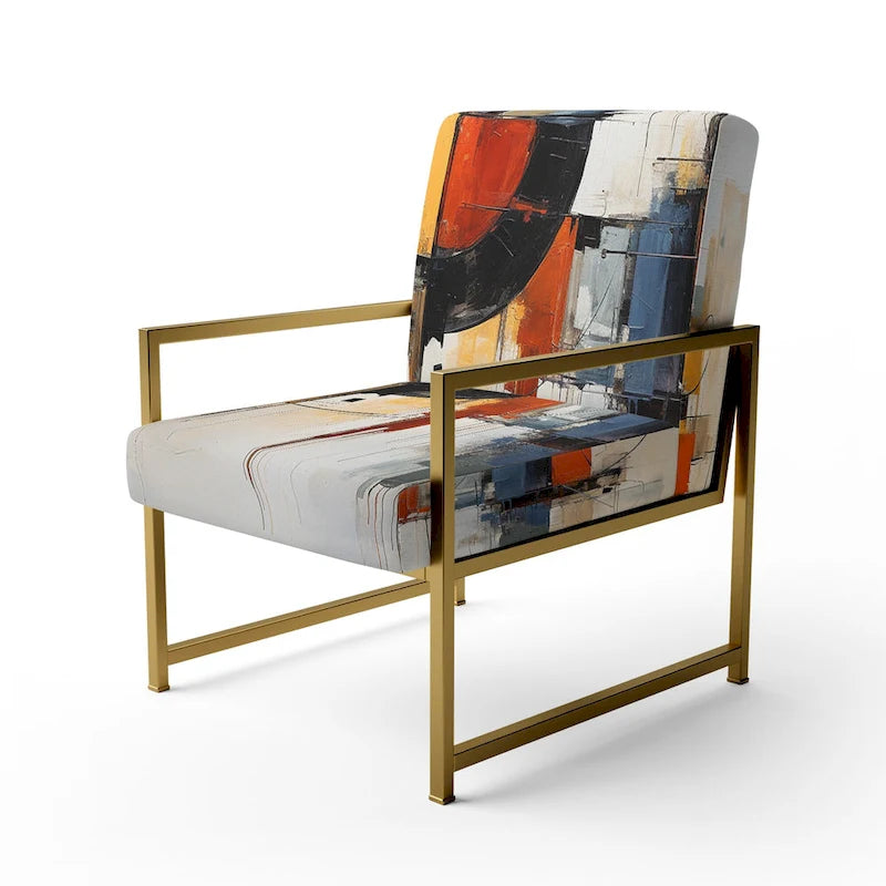Fauteuil d'appoint rembourré et fauteuil moderne du milieu du siècle Designart Colorful Mid Century Abstract Fusion I