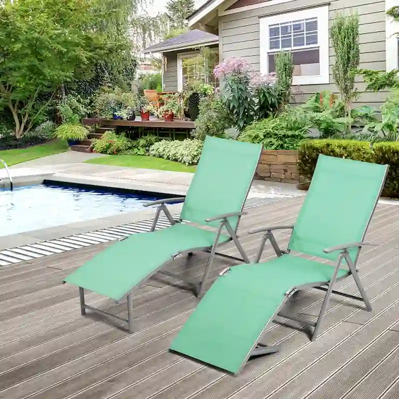 Pellebant Lot de 2 chaises longues de patio réglables en aluminium – N/A