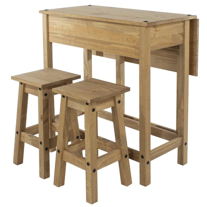 Ensemble de salle à manger 3 pièces avec table à abattants en pin massif