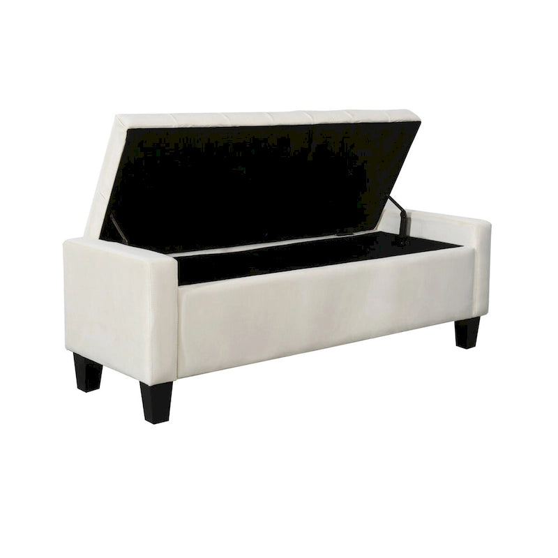 Banc de rangement capitonné en velours avec dessus rabattable