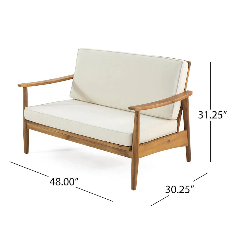Salon de jardin 4 places en bois d’acacia Willowbrook par Christopher Knight Home