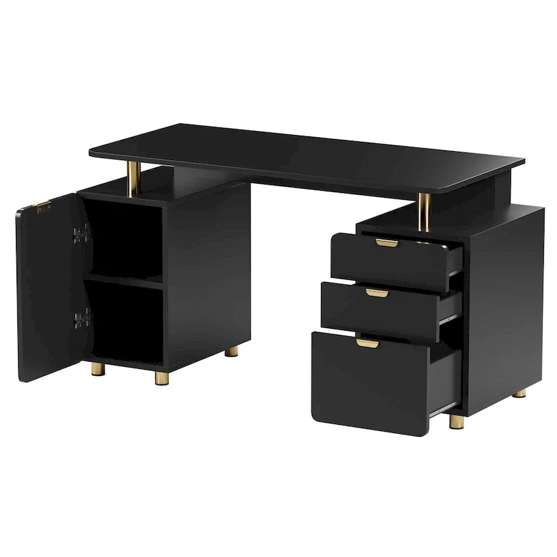 Bureau flottant exécutif moderne avec 3 tiroirs et surface de travail élégante