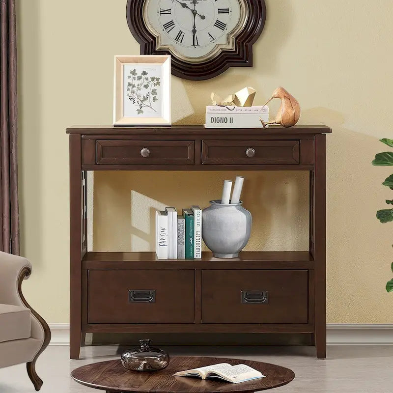 Console avec 4 tiroirs et une étagère de rangement
