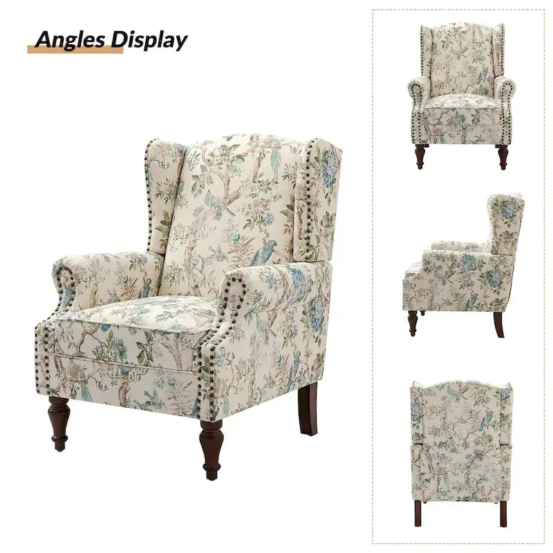 Fauteuil traditionnel à oreilles Gott avec pieds en bois massif par HULALA HOME