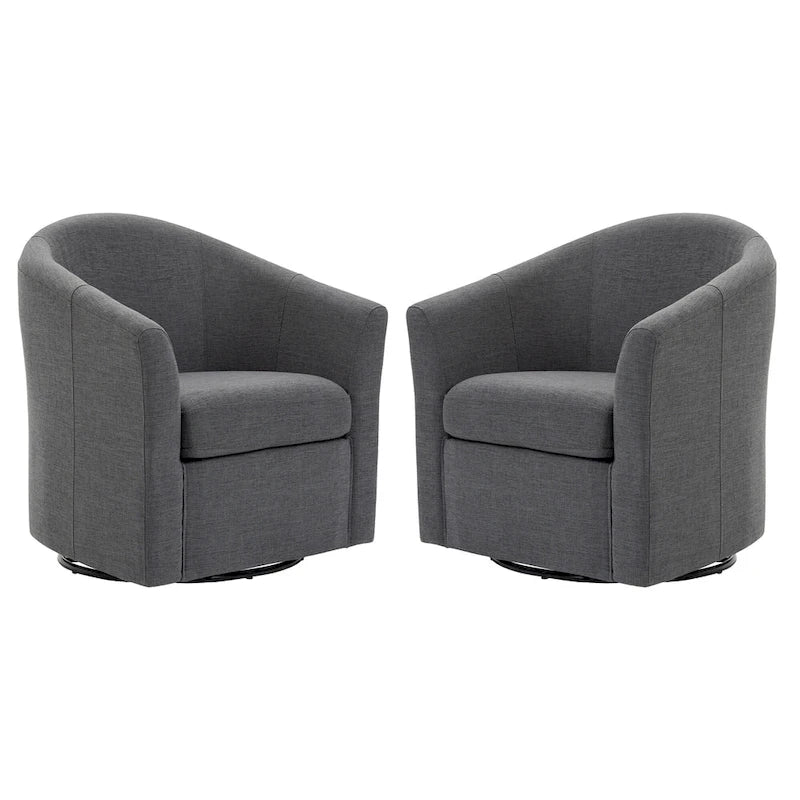 Lot de 2 fauteuils d’appoint modernes pivotants en forme de tonneau, rembourrés, pour le salon