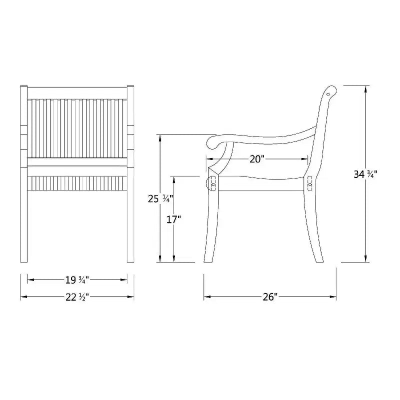 Chaise de salle à manger d'extérieur Sonoma Lane Rockport en bois de teck beige - Résistante aux intempéries avec coussin en mousse