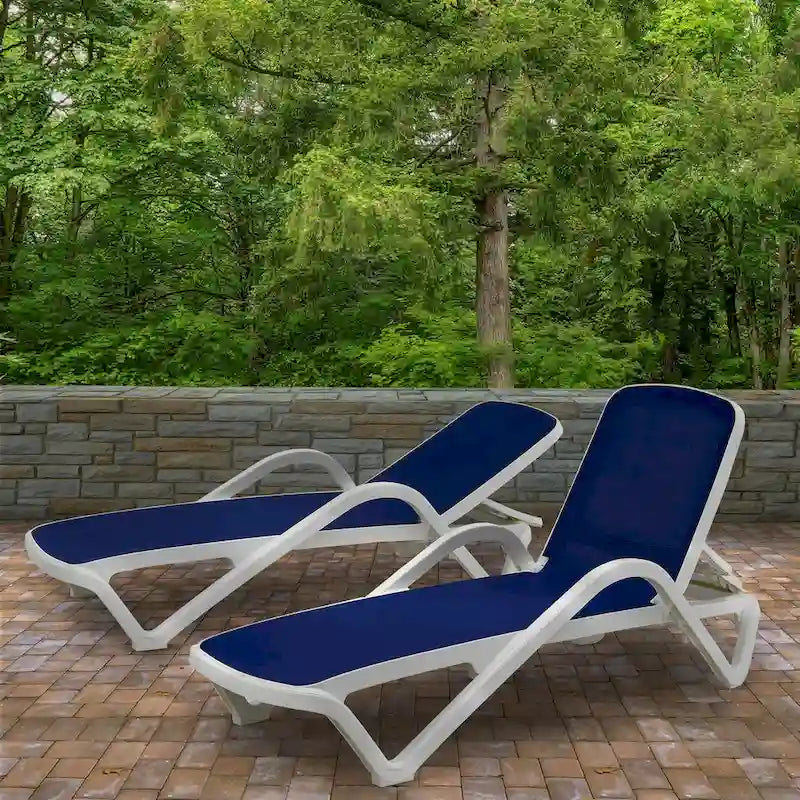 Paire de chaises longues toutes saisons en toile de la collection Plymouth - 77 pouces