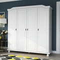 Armoire-penderie Kyle à 4 portes en bois massif 100 % Palace Imports, avec portes en bois massif ou miroir