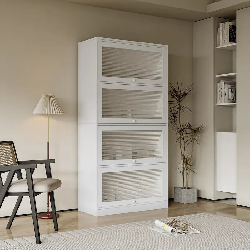 Armoire de rangement de bureau avec portes vitrées contemporaines