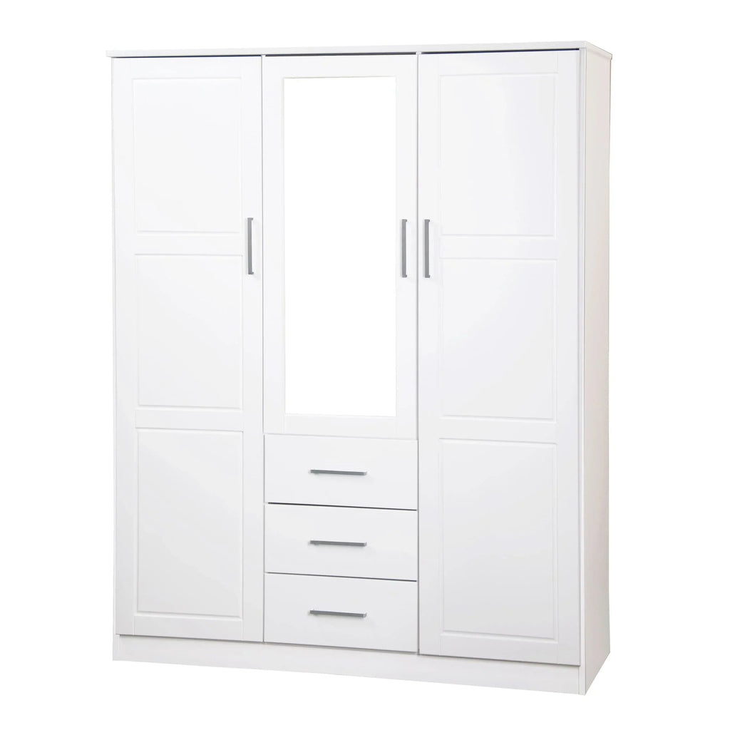 Armoire Palace Imports Cosmo à 3 portes en bois massif à 100 %, avec portes en bois massif ou miroirs