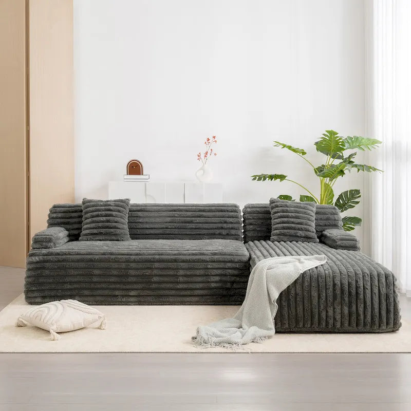 Canapé d’angle Cloud, canapé moderne rembourré avec 2 coussins décoratifs, canapé modulable combiné, canapé d’angle modulable en L