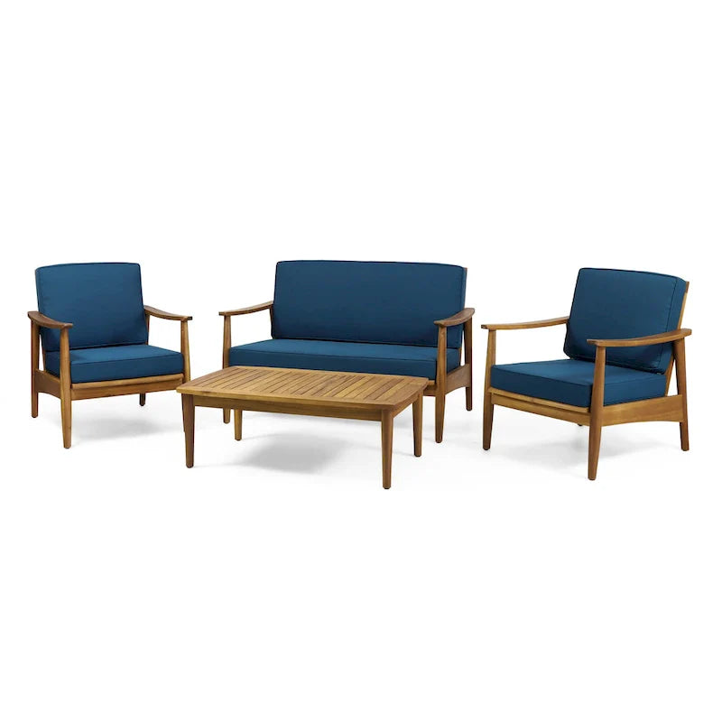 Salon de jardin 4 places en bois d’acacia Willowbrook par Christopher Knight Home