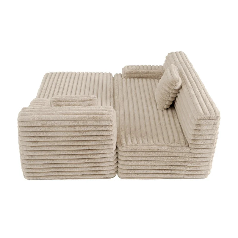 Canapé d’angle Cloud, canapé moderne rembourré avec 2 coussins décoratifs, canapé modulable combiné, canapé d’angle modulable en L