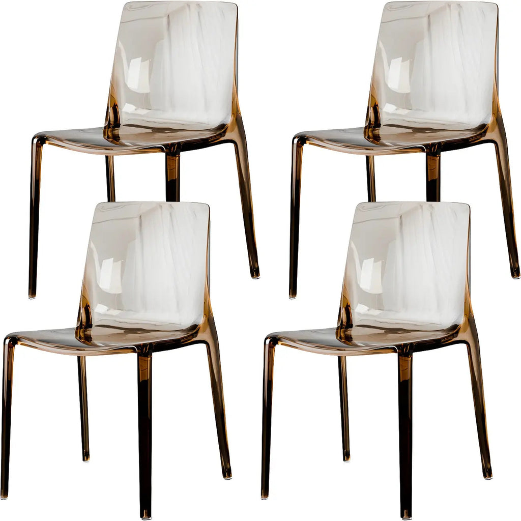 Chaise de salle à manger sans accoudoirs à dossier bas en acrylique ambre