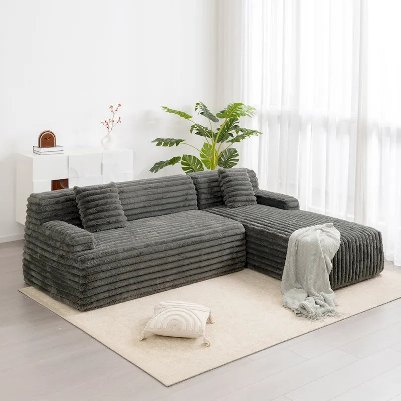 Canapé d’angle Cloud, canapé moderne rembourré avec 2 coussins décoratifs, canapé modulable combiné, canapé d’angle modulable en L