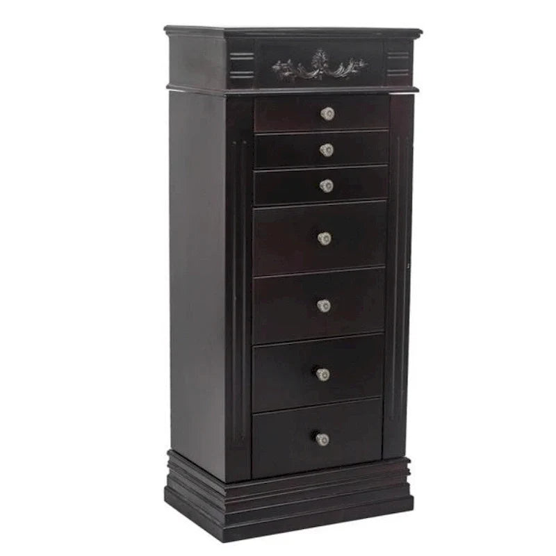 Élégant coffret à bijoux avec miroir et crochets à colliers - 18,5 x 12 x 42