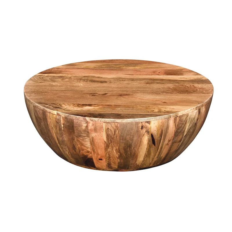 Table Basse Arthur En Bois De Mangue, Forme Ronde, Marron Foncé